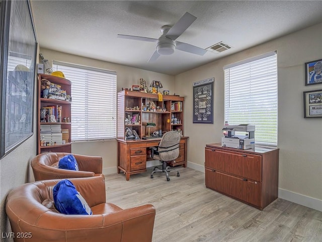 7375 Emerald Glow St, Las Vegas, NV 89123 - office space featuring ceiling fan, light wood-style floors, and plenty of natural light