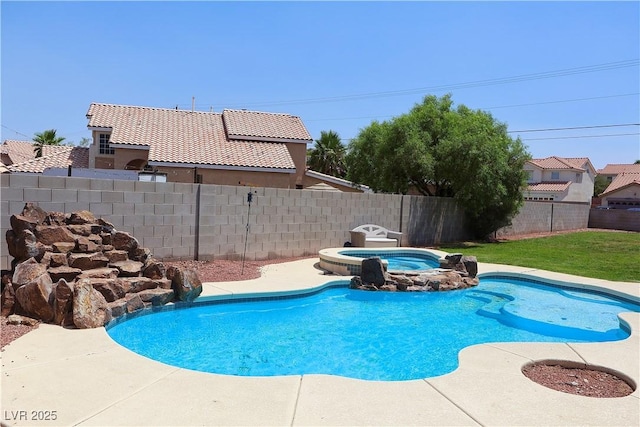 6492 Silent Pine Ave, Las Vegas, NV 89156 - view of swimming pool with a fenced backyard and a pool with connected hot tub