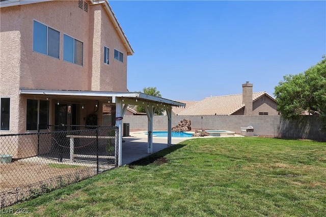 6492 Silent Pine Ave, Las Vegas, NV 89156 - fenced backyard with a patio area and a pool with connected hot tub