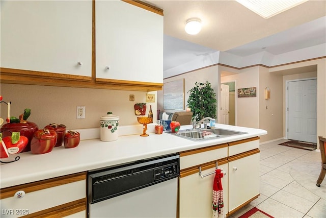 3550 Bay Sands Dr Unit 3096, Laughlin, NV 89029 - kitchen with dishwasher, light countertops, light tile patterned floors, and white cabinetry