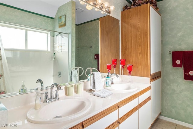 3550 Bay Sands Dr Unit 3096, Laughlin, NV 89029 - full bathroom with double vanity, tile patterned floors, and a shower