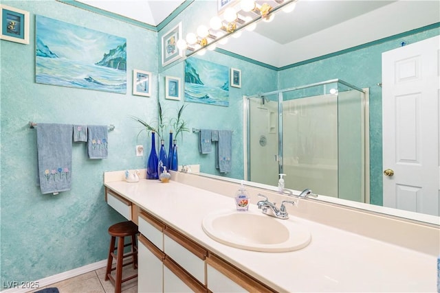 3550 Bay Sands Dr Unit 3096, Laughlin, NV 89029 - full bath with tile patterned floors, a shower stall, and vanity