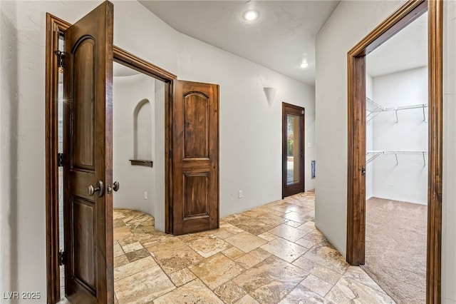 7154 Ranchito Cir, Las Vegas, NV 89120 - hall featuring stone tile floors and recessed lighting