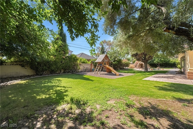 7154 Ranchito Cir, Las Vegas, NV 89120 - fenced backyard with a playground