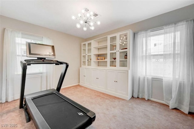 1412 5th St, Boulder City, NV 89005 - workout area featuring light colored carpet and a chandelier