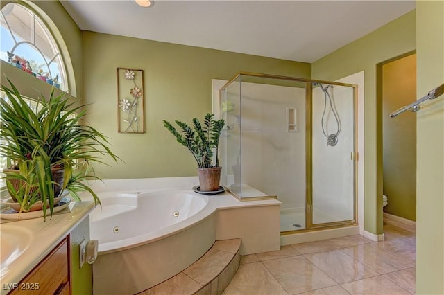 10978 Dornoch Castle St, Las Vegas, NV 89141 - full bath featuring a shower stall, a jetted tub, and vanity