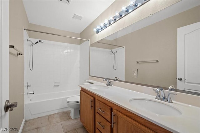 9794 Ice Box Canyon Ct, Las Vegas, NV 89117 - full bath featuring shower / washtub combination, double vanity, and tile patterned flooring