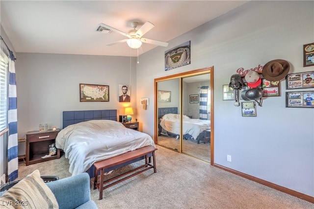 1605 Siboney Dr, Las Vegas, NV 89123 - bedroom featuring carpet flooring, a closet, and a ceiling fan