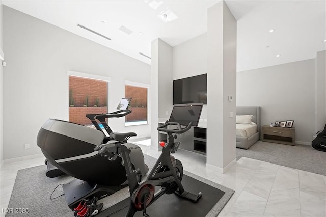 11 Hawkeye Ln, Las Vegas, NV 89135 - exercise area featuring high vaulted ceiling and baseboards