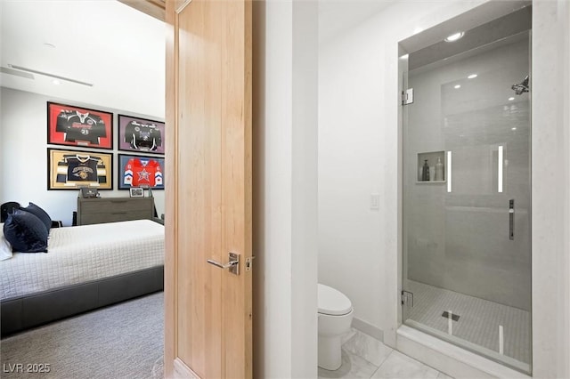 11 Hawkeye Ln, Las Vegas, NV 89135 - full bath with a stall shower, marble look tile flooring, recessed lighting, and ensuite bath