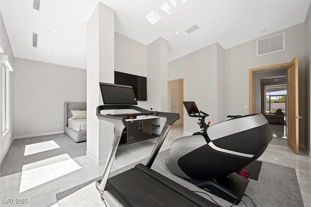 11 Hawkeye Ln, Las Vegas, NV 89135 - workout area with baseboards and light marble finish floors