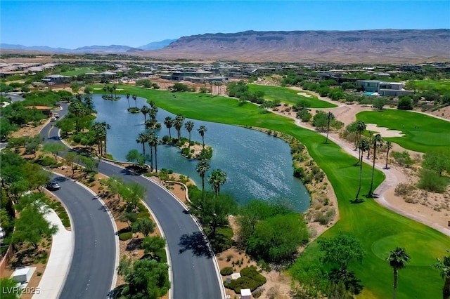 11 Hawkeye Ln, Las Vegas, NV 89135 - aerial view of property's location with a golf course, a water and mountain view, and nearby suburban area