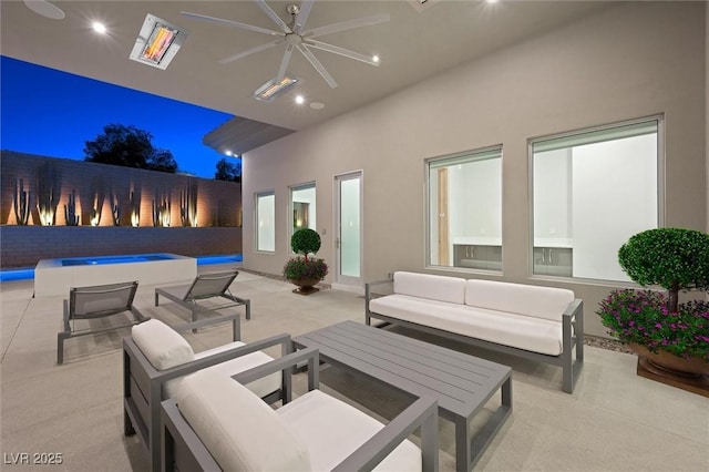 11 Hawkeye Ln, Las Vegas, NV 89135 - view of patio with an outdoor living space, an outdoor pool, and ceiling fan