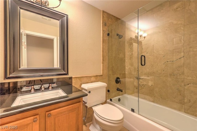 233 Ventana Heights St, Henderson, NV 89074 - full bathroom with vanity, combined bath / shower with glass door, and tile walls