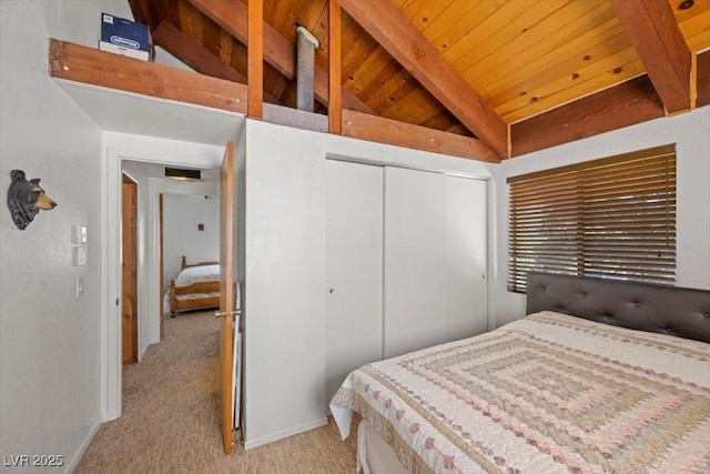 2169 Via Spes Nostra St, Mount Charleston, NV 89124 - bedroom featuring carpet, wooden ceiling, and a closet