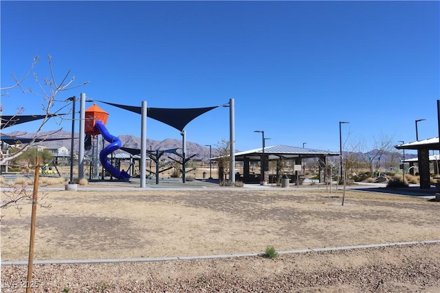 7022 Judith River St, North Las Vegas, NV 89084 - communal playground featuring a gazebo and a mountain view