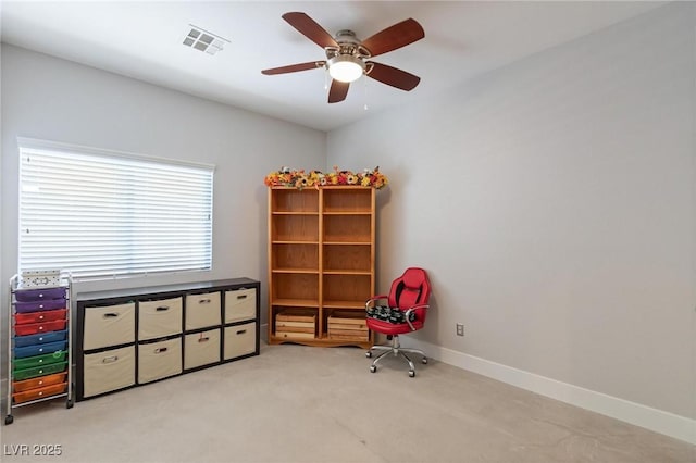 10596 Refugio St, Las Vegas, NV 89141 - sitting room featuring ceiling fan and light carpet