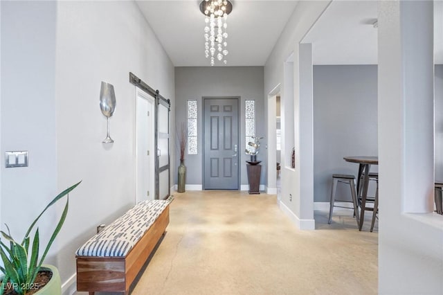 10596 Refugio St, Las Vegas, NV 89141 - entrance foyer with a barn door and finished concrete flooring
