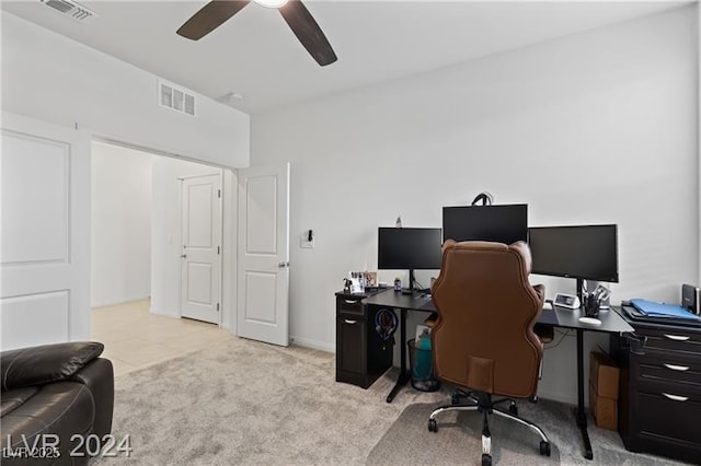 10106 Queens Pearl St, Las Vegas, NV 89141 - carpeted home office featuring ceiling fan