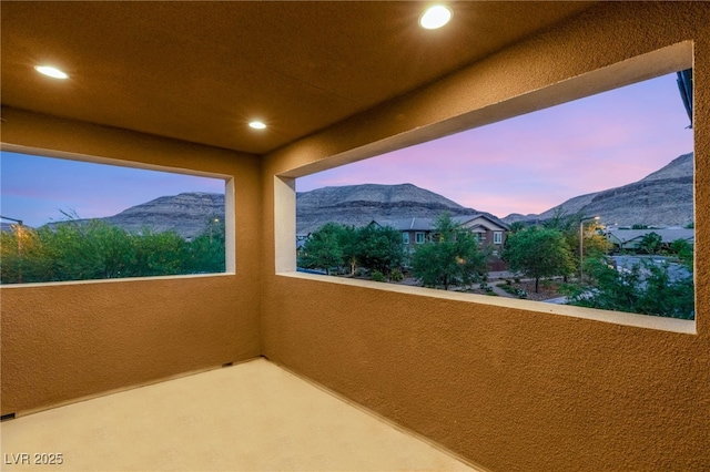 5676 Corona Vista St, Las Vegas, NV 89135 - balcony at dusk with a mountain view