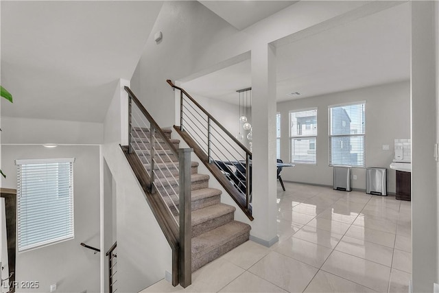 8089 Misty Canyon Ave, Las Vegas, NV 89113 - stairway featuring tile patterned floors and baseboards