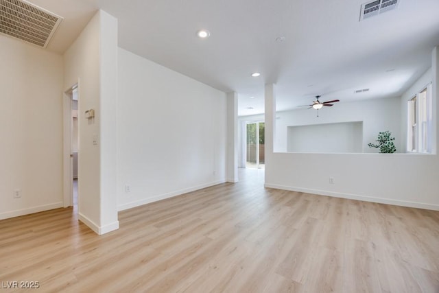 5013 Diamond Ranch Ave, Las Vegas, NV 89131 - unfurnished living room with ceiling fan, light wood-style floors, and recessed lighting
