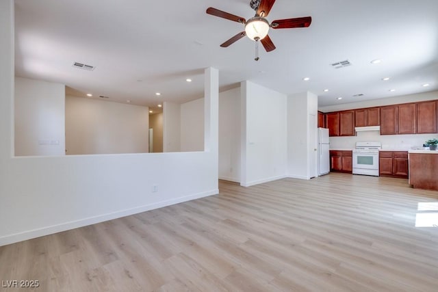 5013 Diamond Ranch Ave, Las Vegas, NV 89131 - unfurnished living room with light wood-style floors, a ceiling fan, and recessed lighting