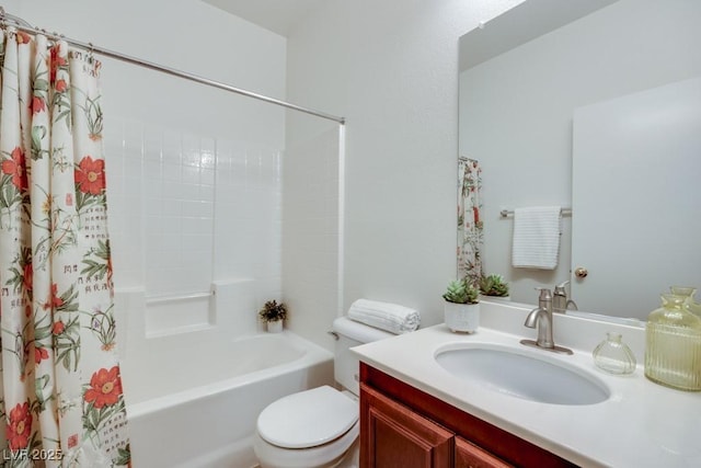 5013 Diamond Ranch Ave, Las Vegas, NV 89131 - bathroom featuring vanity and shower / bathtub combination with curtain