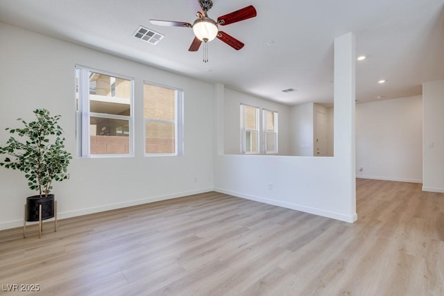 5013 Diamond Ranch Ave, Las Vegas, NV 89131 - empty room featuring light wood-style floors, a ceiling fan, and recessed lighting