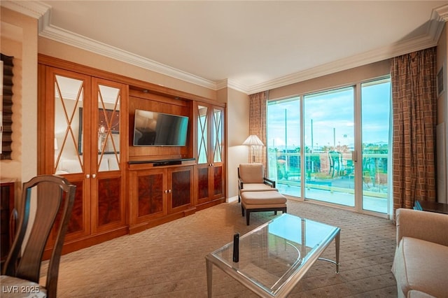 135 E Harmon Ave Unit 414, Las Vegas, NV 89109 - living area with carpet floors and crown molding