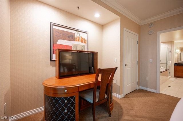 135 E Harmon Ave Unit 414, Las Vegas, NV 89109 - tiled office space featuring ornamental molding and baseboards