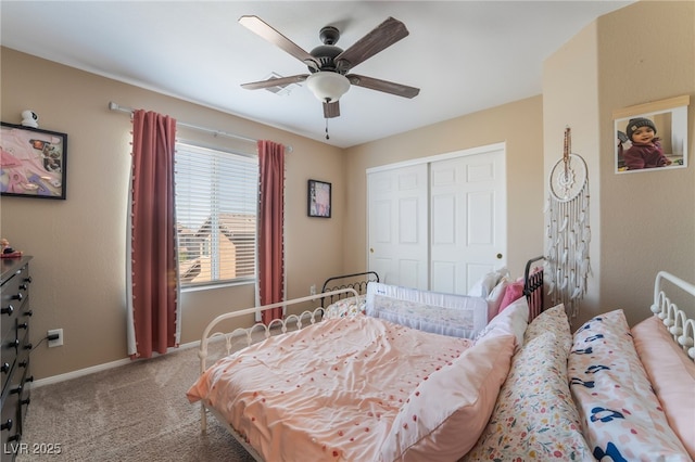 1014 Lone Pine River Ave, Henderson, NV 89002 - carpeted bedroom featuring a closet and a ceiling fan