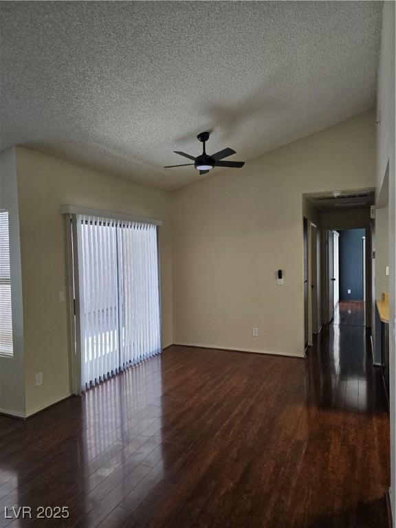 123 Sirnoble St, Las Vegas, NV 89110 - unfurnished room featuring dark wood-style floors, ceiling fan, and a textured ceiling