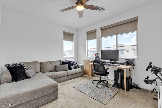 1309 Azure Jay Ave, North Las Vegas, NV 89084 - home office featuring carpet floors and ceiling fan