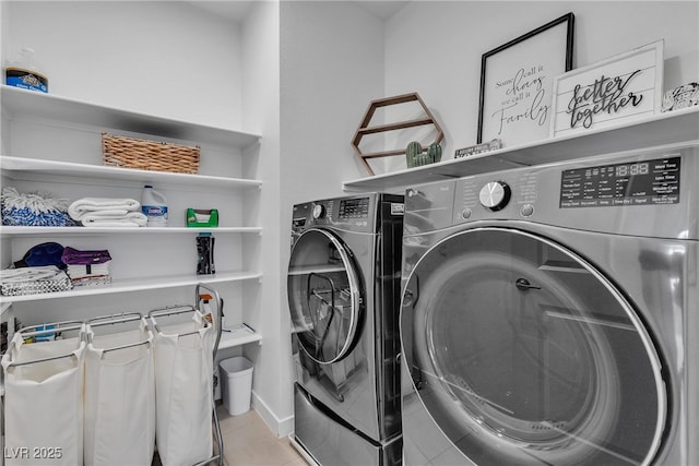 1309 Azure Jay Ave, North Las Vegas, NV 89084 - laundry area with washer and dryer and tile patterned floors