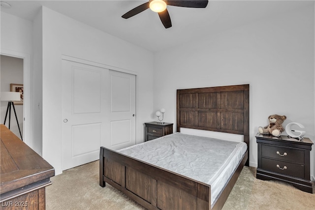 1309 Azure Jay Ave, North Las Vegas, NV 89084 - bedroom with light carpet, a closet, and ceiling fan