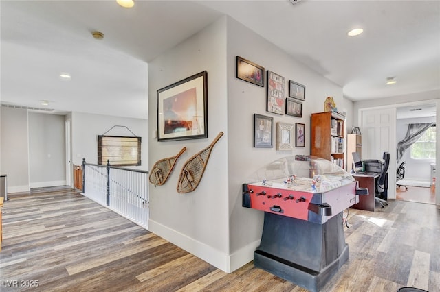 10960 Bethel Park Ct, Las Vegas, NV 89141 - hallway featuring wood finished floors and recessed lighting