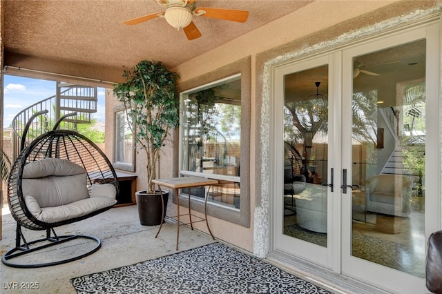 10960 Bethel Park Ct, Las Vegas, NV 89141 - sunroom with french doors, a ceiling fan, and healthy amount of natural light