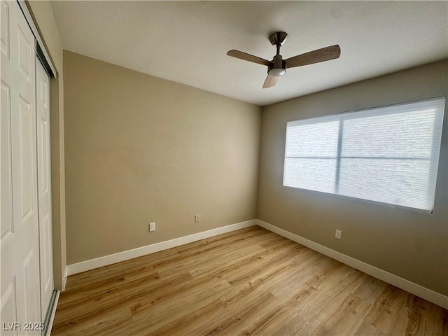 8600 W Charleston Blvd Unit 2161, Las Vegas, NV 89117 - unfurnished bedroom with light wood-style flooring, a closet, and ceiling fan