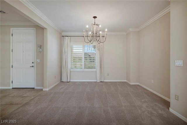 2559 Deora Way, Henderson, NV 89052 - carpeted spare room featuring a chandelier and ornamental molding