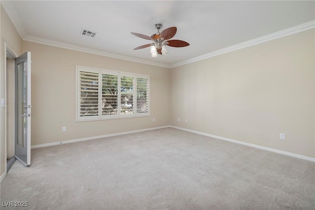 2559 Deora Way, Henderson, NV 89052 - spare room with crown molding, ceiling fan, and light carpet