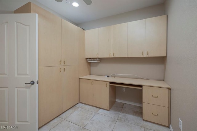 2559 Deora Way, Henderson, NV 89052 - unfurnished office featuring built in desk, light tile patterned floors, and a ceiling fan
