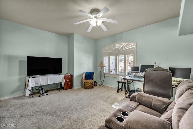 1971 Del Font Ct, Las Vegas, NV 89117 - carpeted living area with an office area and ceiling fan