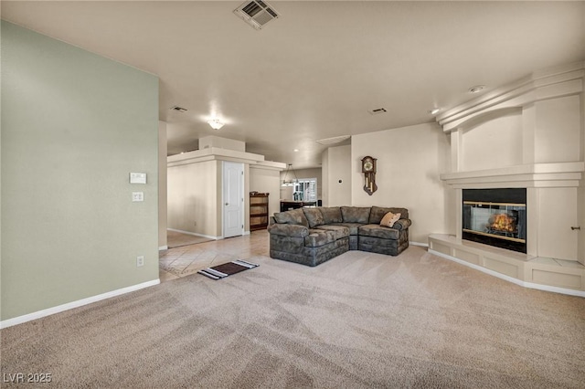 1971 Del Font Ct, Las Vegas, NV 89117 - carpeted living area featuring a fireplace and baseboards