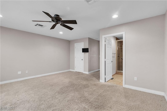 5001 Pounding Surf Ave, Las Vegas, NV 89131 - unfurnished bedroom with light carpet, recessed lighting, a ceiling fan, and ensuite bath