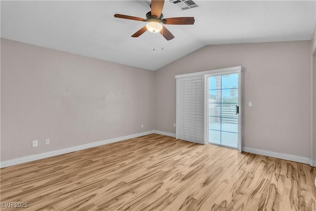 5001 Pounding Surf Ave, Las Vegas, NV 89131 - spare room with light wood-type flooring, a ceiling fan, and vaulted ceiling