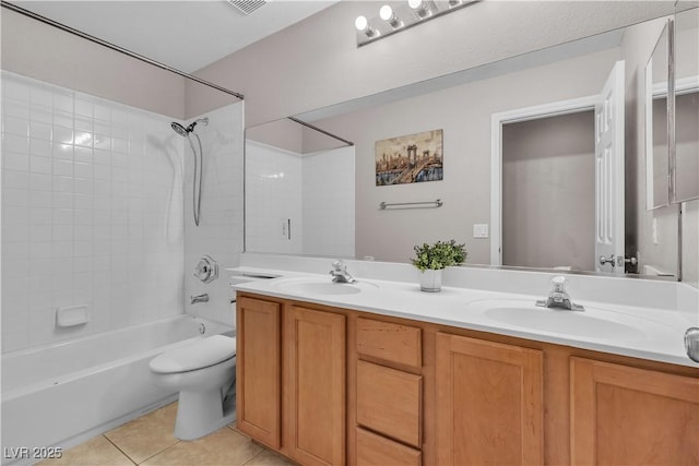 5001 Pounding Surf Ave, Las Vegas, NV 89131 - bathroom featuring tile patterned flooring, double vanity, and shower / bath combination
