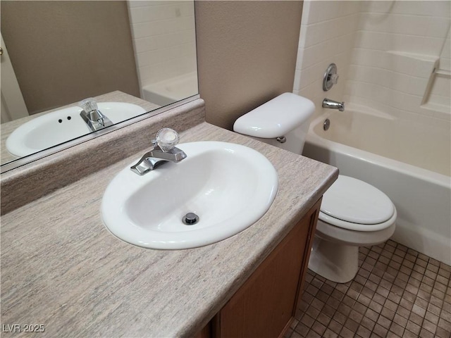 161 Diamond Bar Rd, Pahrump, NV 89048 - full bathroom with vanity, tile patterned flooring, and shower / washtub combination