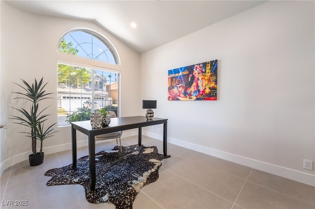 9332 Sienna Vista Dr, Las Vegas, NV 89117 - office space featuring lofted ceiling and tile patterned flooring