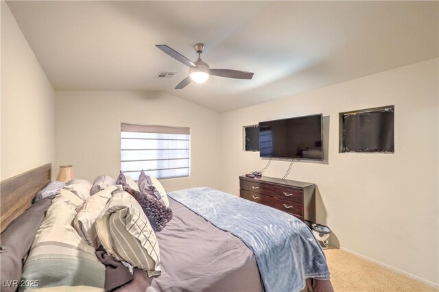 3032 Prairie Princess Ave, North Las Vegas, NV 89081 - carpeted bedroom with vaulted ceiling and ceiling fan